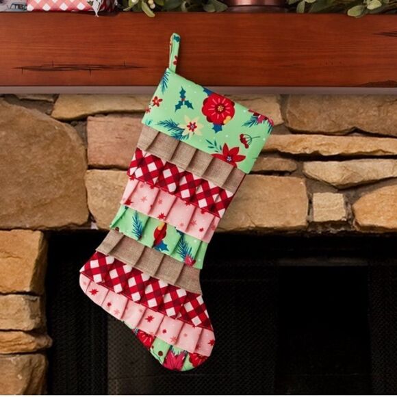 The Pioneer Woman Holiday Floral Ruffle Christmas Stocking - Picture 4 of 5